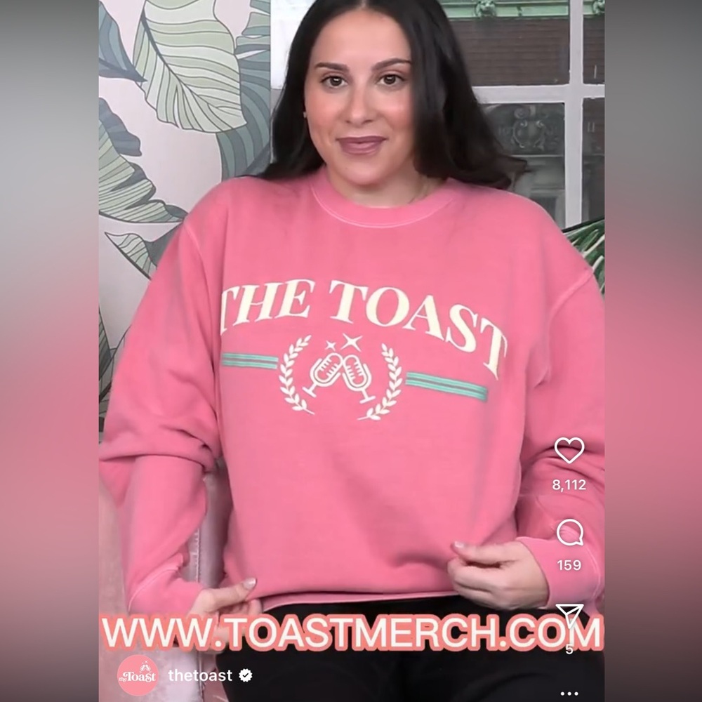 The Toast Podcast Pink Crewneck